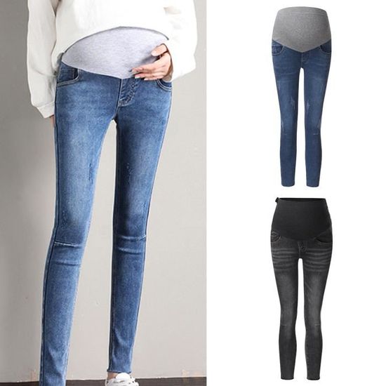 Jeans Pantalon Maternité Femme Grossesse – Legging Prop Ventre Stretch Hiver Confortable