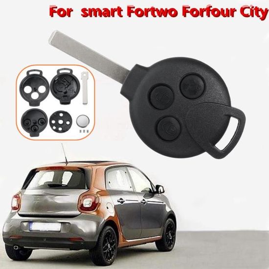 Coque De Clé 3 Boutons Avec Lame Pour Smart Fortwo 450, Coupé, Forfour, Roadster - Inclut Pile, Neuf