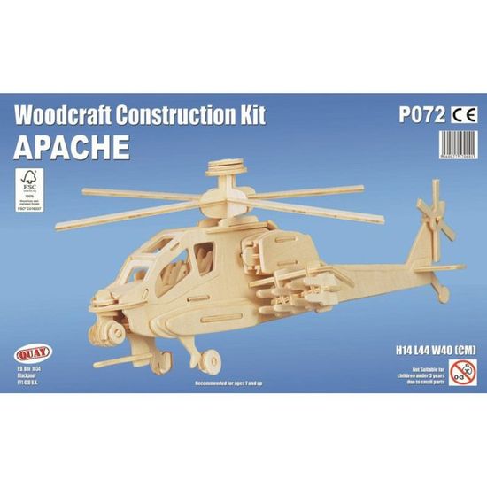 Maquette en bois hélicoptère Apache sur