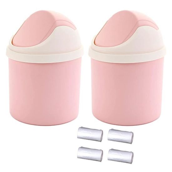 2 Mini Poubelles De Bureau Avec Couvercle - Mignonne Bleue + 120 Sacs, Idéale Table Et Voiture