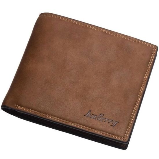 Portefeuille Homme En Cuir Véritable Pliant Secrétaire - Marron, Nombreuses Poches