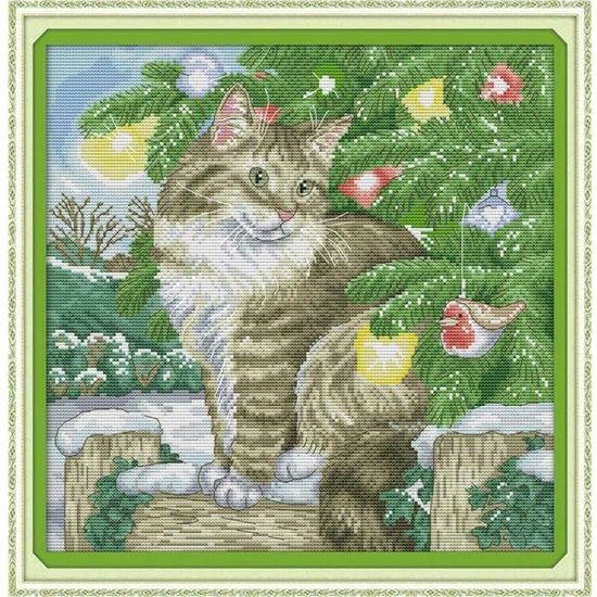 Kit Point De Croix Chat Morning Glory - Dépliant, Toile Aida Et Fils - Occasion