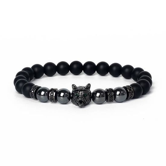 Bracelet Perles De Pierre De Lave Et œil De Tigre 8mm - Avec Breloques - Neuf