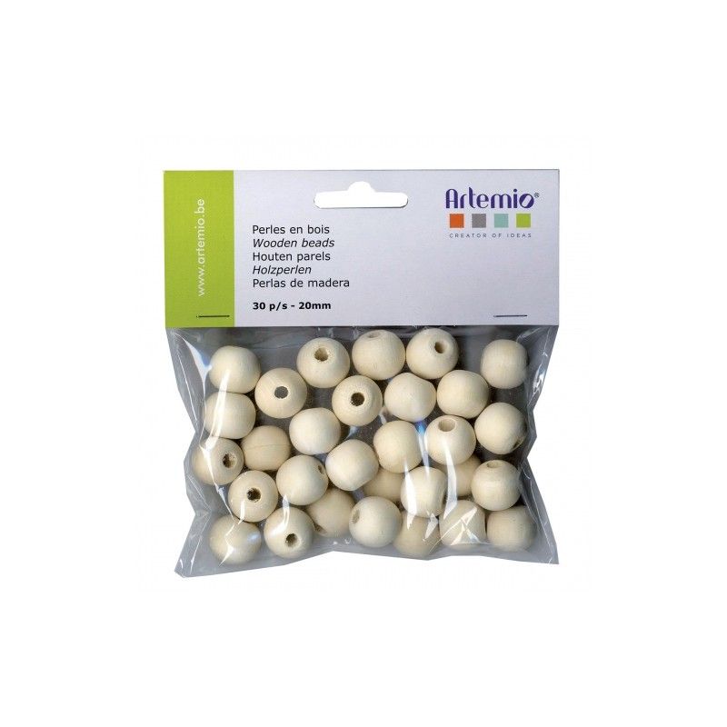 30 Perles Rondes En Bois 30 Mm Sans Trou - Pour Bricolage, Peinture, Décoration, Projets Créatifs