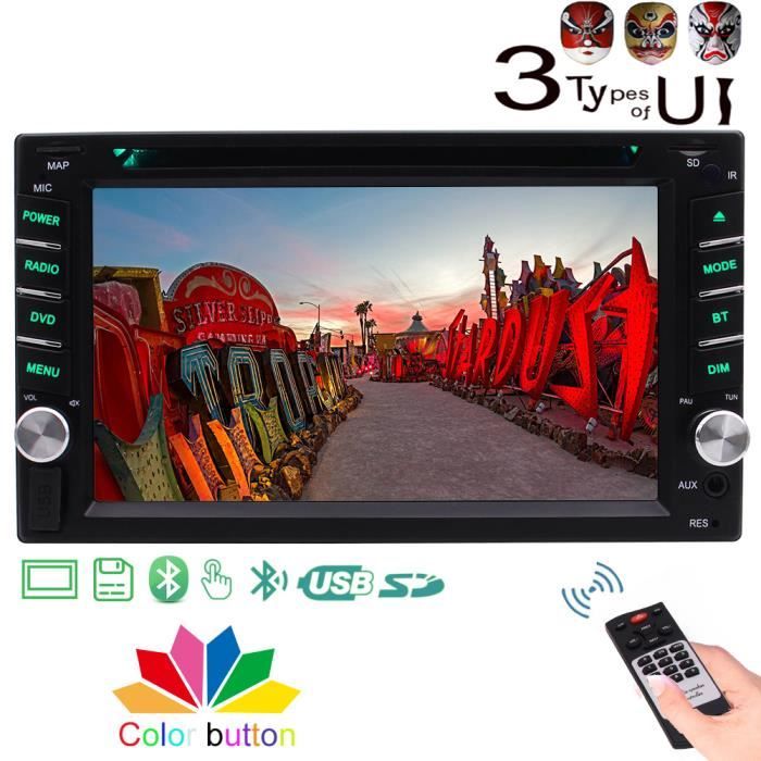 3 plus récent design UI Double Din dans le tableau de bord Support multimédia autoradio intégré lecteur CD Bluetooth - DVD 1080P
