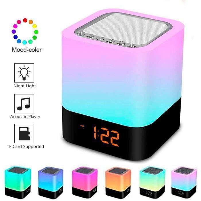 Enceintes bluetooth Réveil Touch Lampe LED lecteur MP3 / radio et éclairage d'ambiance