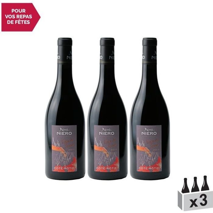 Côte Rôtie Vires de Serine Rouge 2017 - Lot de 3x75cl - Rémi Niero - Vin AOC Rouge de la Vallée du Rhône - Cépage Syrah