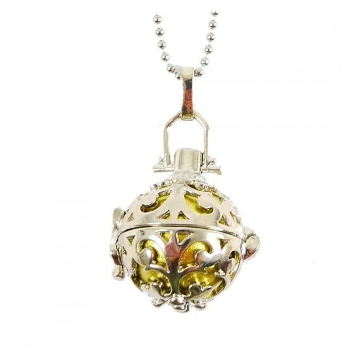 Bijou pour future maman : collier long et bola de grossesse en métal argenté Argenté
