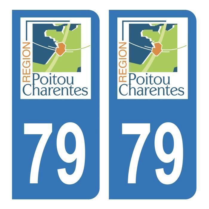 Autocollant Stickers plaque immatriculation auto Département 79 Deux-Sèvres Logo Ancienne Région Poitou Charentes