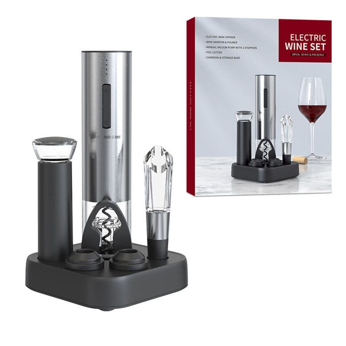 Tire bouchon électrique sans-fil Twinz’up - Coffret avec coupe-capsule et socle de recharge - Batterie de seconde génération - Le ca