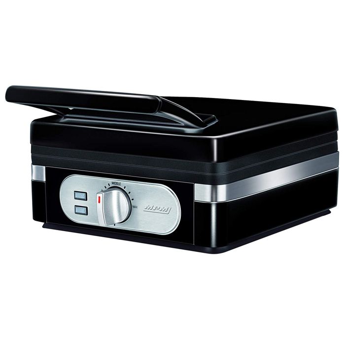 MPM MGO-24 Gaufrier professionnel pour 2 gaufres belges épaisses, plaques antiadhésives, température automatique, noir, 1400W