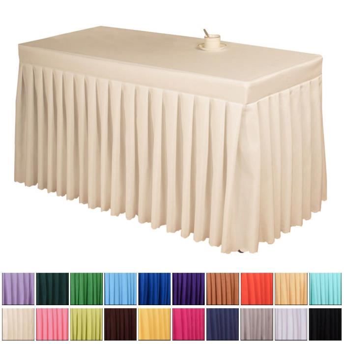 Jupe de Table Rectangulaire pour Réception Soirée Mariage 120*40*75cm Beige
