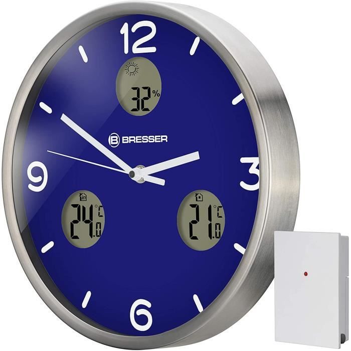 Bresser horloge murale MyTime io NX30 cm aluminium bleu foncé