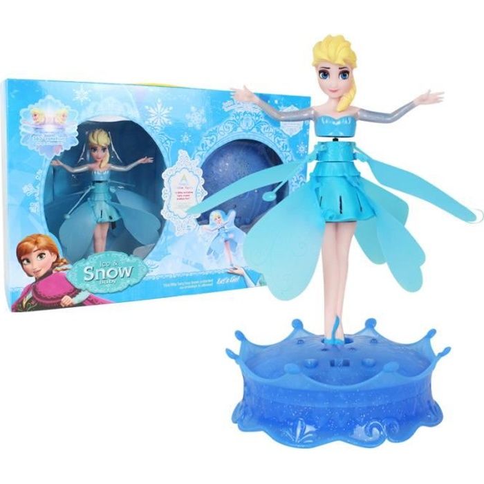BRO Jouet radiocommande de LA REINE DES NEIGES Elsa FLYING FAIRY Fée Volante Lumineuse musique hélice capteur infrarouge-Jouet USB