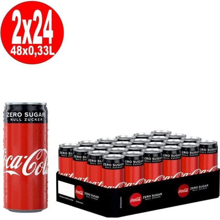 2 x Coca-Cola Zero sans sucre 24 x 0,33 L = 48 canettes ONE-WAY
