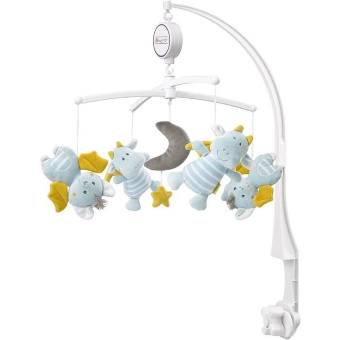 DOMIVA Mobile musical Little Castle - Arche PVC - Peluches amovibles - Blanc/Bleu/Jaune - 40 cm