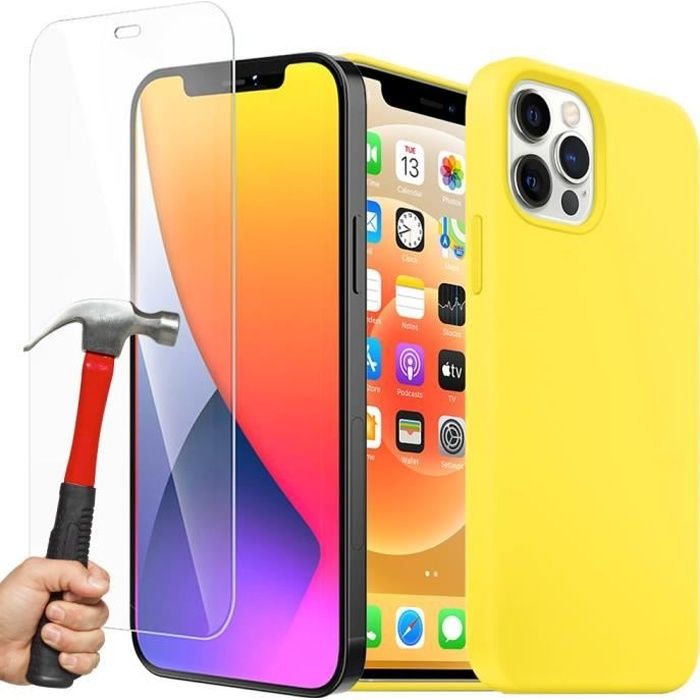 Coque Silicone Liquide + Verre Trempé pour iPhone 12 Mini (5,4\