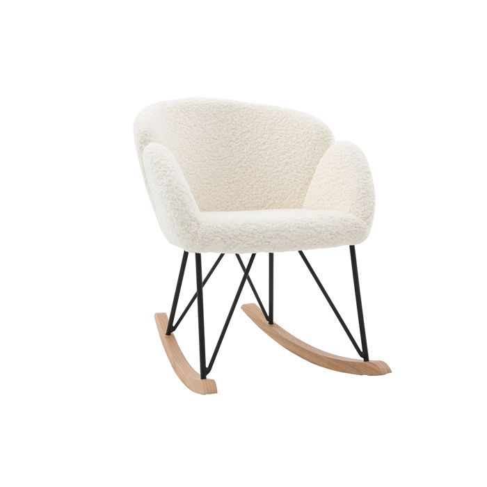 Miliboo & Stéphane Plaza - Rocking chair design tissu mouton blanc RHAPSODY