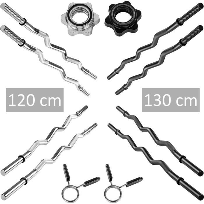 MOVIT Barre Curl de 130 cm avec stop-disques à ressort - Coloris : chrome