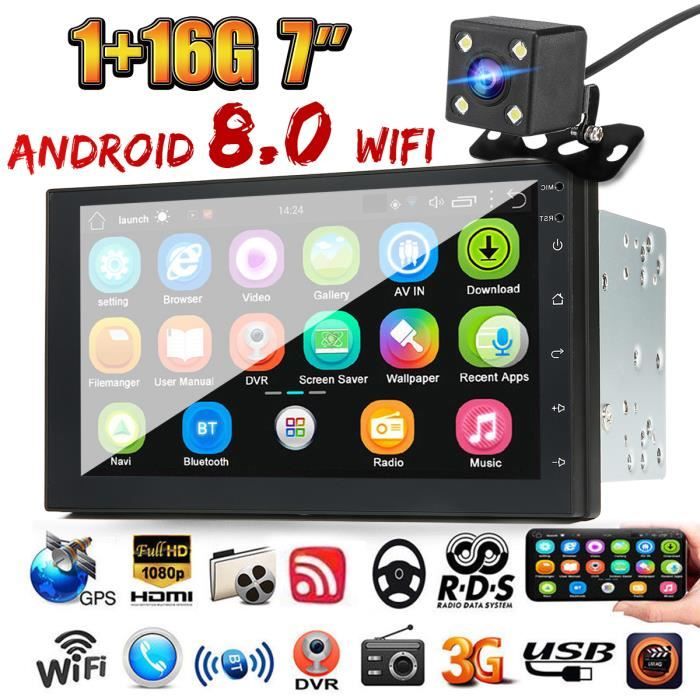 NEUFU Autoradio 7-inch Android 8.0 Double Din Autoradio Stéréo GPS Sat Nav Bluetooth MP5 FM USB WIFI