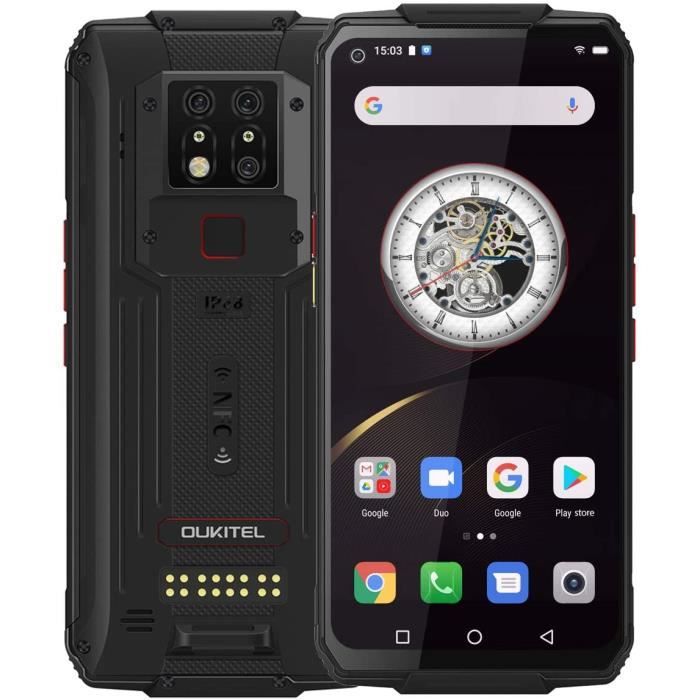 Telephone Mobile exterieur OUKITEL WP7 Smartphone exterieur 4G Smartphone etanche 6 Go + 128 Go 8000 mAh Android 48MP+16MP Vi