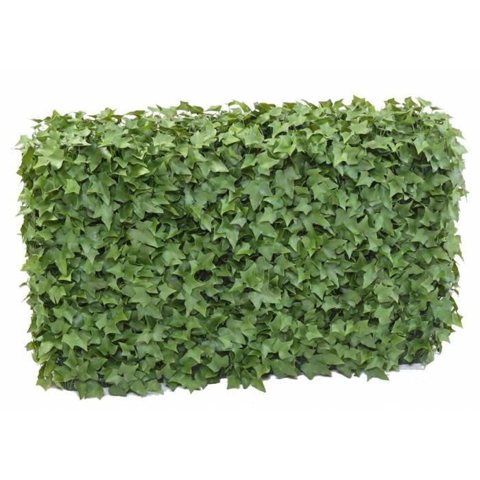 Haie artificielle haute gamme Spécial extérieur - Lierre artificiel Vert - Dim : 75 x 25 x 90 cm