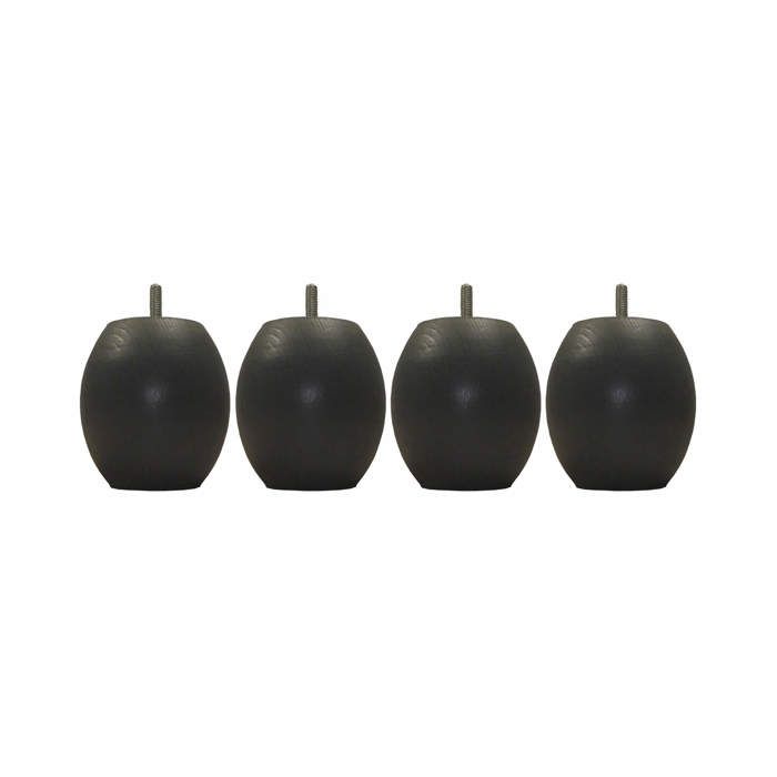 4 pieds boules bois anthracite 9.5 cm