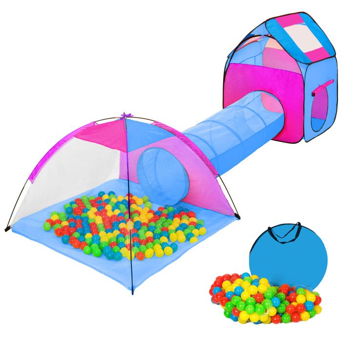 TECTAKE Tente Enfant Tunnel de Jeux + 200 Balles Bleu