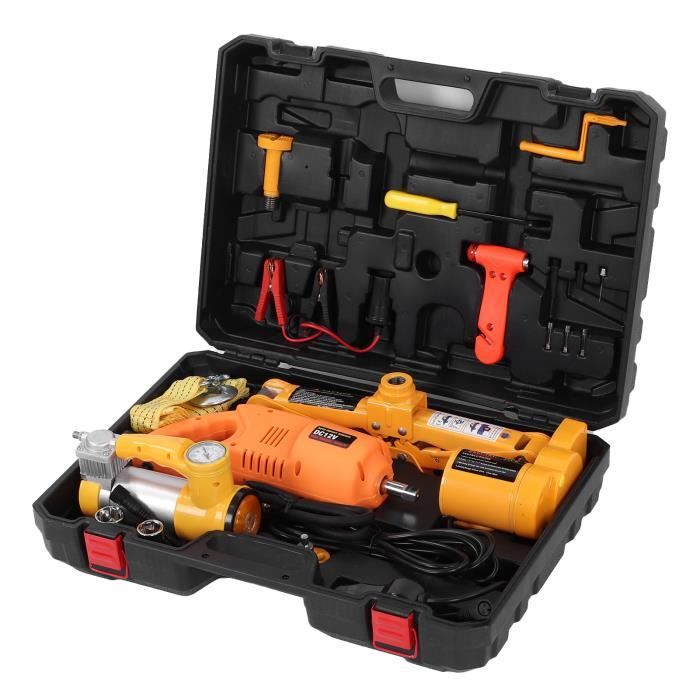 TMISHION Ensemble de levage de cric Pneu de voiture électrique 12V levage 42cm 3 tonnes avec clé de pompe à air pour voitures SUV