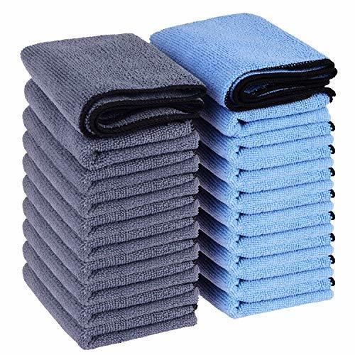 WEMK Lot de 20 Chiffons de Nettoyage en Microfibre 260 g-m² Ultra Doux sans Peluches, pour Voiture, Moto et ménage, 30 x 40 cm