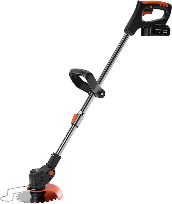YEMAESRE-Coupe-Bordures Sans Fil 20V Avec Batterie 2,0 Ah, Debroussailleuse Electrique Sans Fil Poignee Reglable Lame En Plastique 20 Pieces 2 Bobines Largeur De Coupe De 26 Cm Tube Telescopique