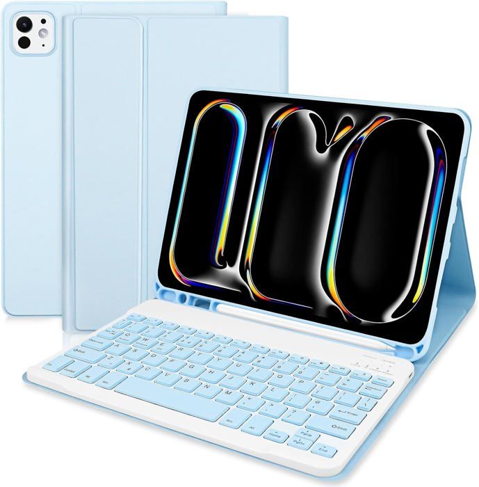pankeybd ‌Étui Clavier pour iPad Pro 11 Pouces M5 2025 & M4 2024, Rétroéclairage 7 Couleurs, Pavé Tactile Multi-Touch, Conception Magnétique Flottante, AZERTY, Noir