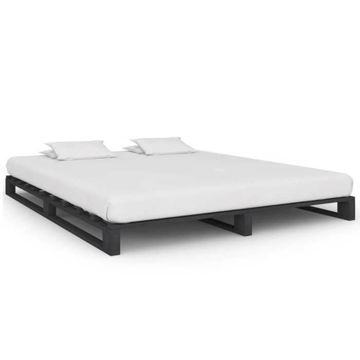 Cadre de lit - 2 personnes - de palette Gris 180x200 cm - Bois de pin massif LL051389