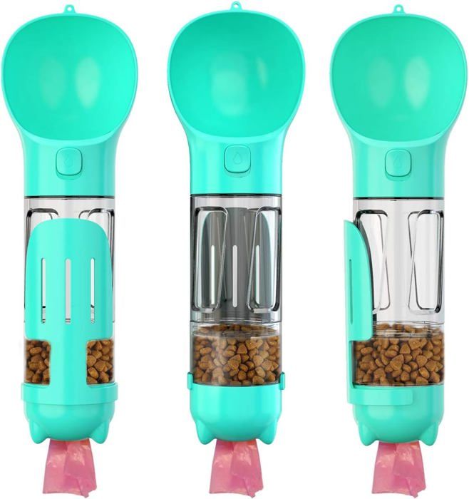 Comparer les prix de HQS Bouteille portable multifonctionnelle pour animaux de compagnie, 300ml, Turquoise