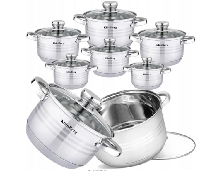 KlönBerg Set de 12 casseroles, acier inoxydable, induction,avec ...