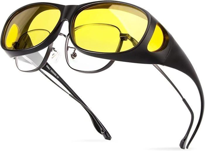 Lunette pour la Conduite de Nuit Protection UV400 anti-reflet pour Homme et Femme Lunettes Enveloppantes pour Conduite
