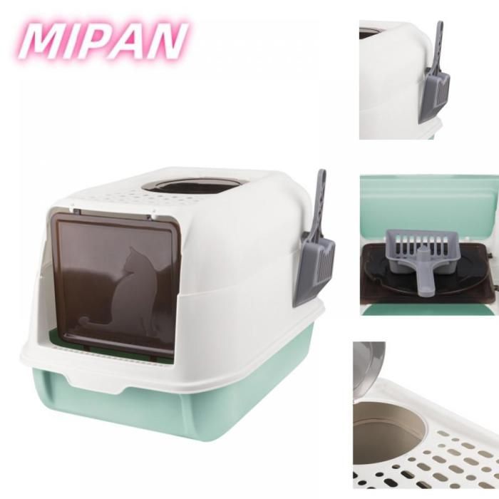 Meilleurs prix pour MIPAN 36*51*34cmBac à litière pour chat de grande capacité-Bac à litière pour animaux de compagnie Facile à nettoyer Bleu ciel