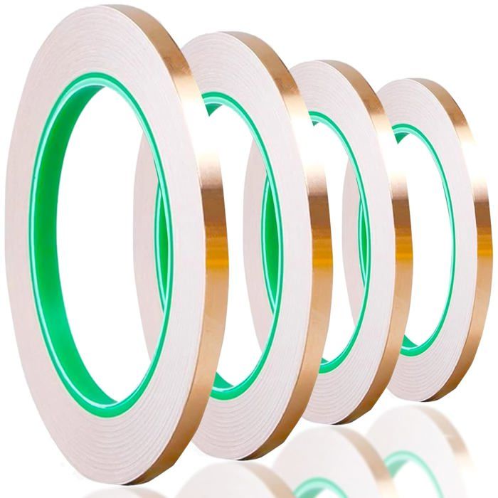 Ruban De Cuivre Avec Adhésif Conducteur, Feuille De Cuivre, JE, Blindage EMI, Artisanat, Réparations électriques