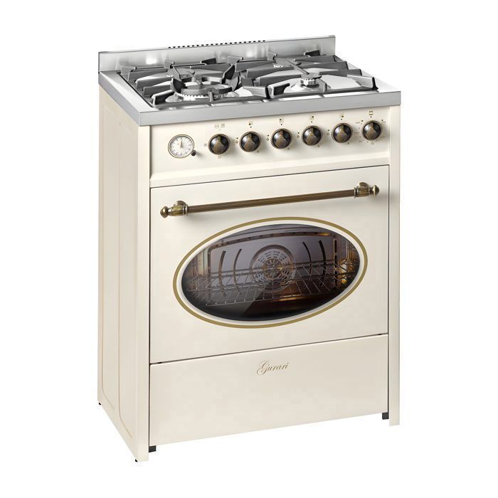 Cuisinière à gaz - GURARI - GCH E 614 Cr. r - 4 feux - Four électrique - Rétro crème 60 cm