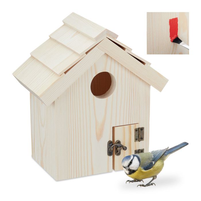 Nichoir Bois Semi-Ouvert Pour Oiseaux Relaxdays - Maison Mésanges Et Rouges-Gorges