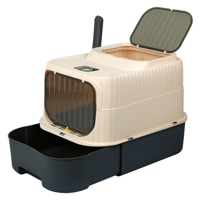 Meilleurs prix pour MIPAN-BAC A LITIERE- Bac à litière avec couvercle - Sac à litière - Pliable 37 x 49 x 37 cm avec tiroir amovible noir