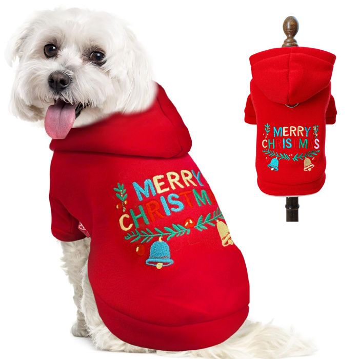 Meilleurs prix pour Sweat à capuche rouge pour petit chien tenue de Noël pull polaire chaud pour petit chien chat garçon fille mignon chiot