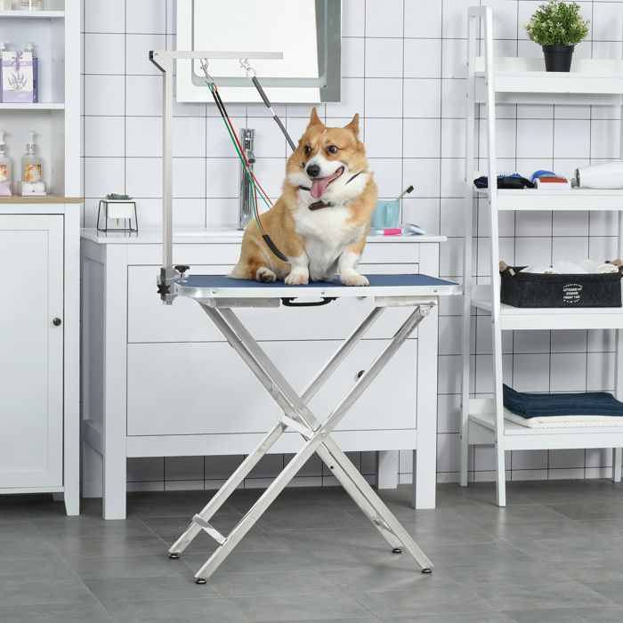 Meilleurs prix pour Bras de toilettage pour chiens pliable  hauteur  réglable (65 cm maximum à partir de la table) dim.36l x 8P x 74H cm