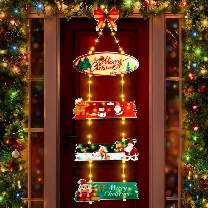 Couronne Noel Porte Qedertek Couronne De Noël à 72 LED - Avec Minuterie - 8 Modes Couronne De Noel