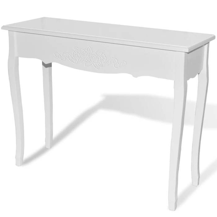 Table console et coiffeuse - GKO - Blanc - MDF et pin - 100x35x78 cm - Design compact - Motif floral