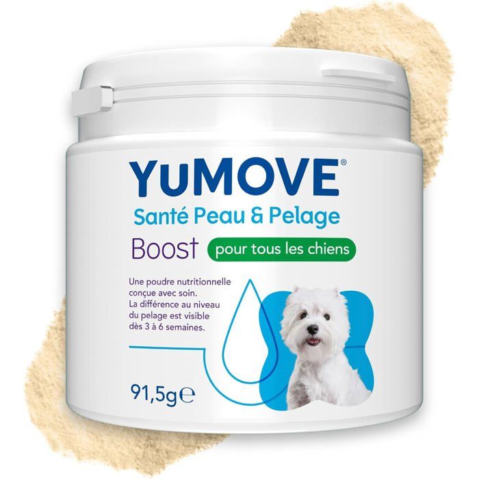Complément alimentaire chien - YuMOVE Skin & Coat Care Boost - Poudre 91 5 g - Biotine & vitamines C/E - Peau pelage & ongles Complément alimentaire chien - YuMOVE Skin & Coat Care Boost - Poudre 91 5 g - Biotine & vitamines C/E - Peau pelage & ongles