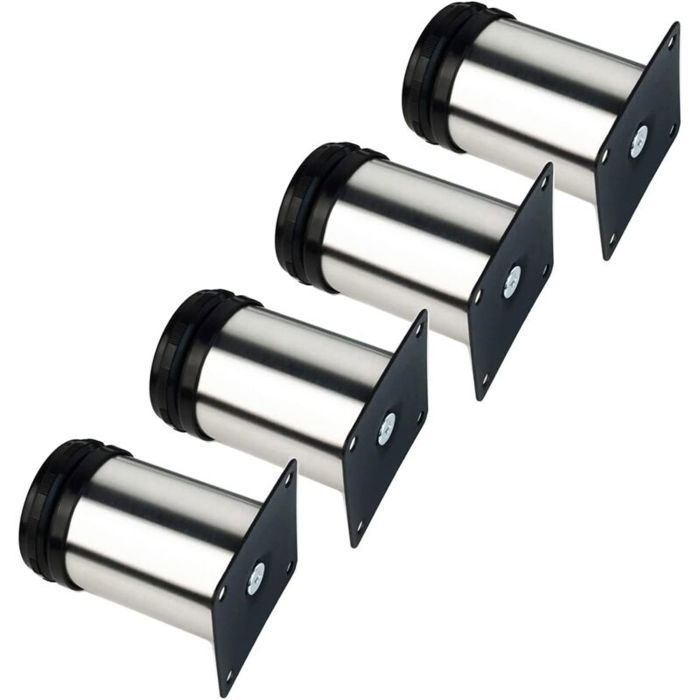 Pieds de meuble réglables - PZCC - PZCC - Métal chromé - Hauteur réglable 80–95 mm - Base 50×50 mm