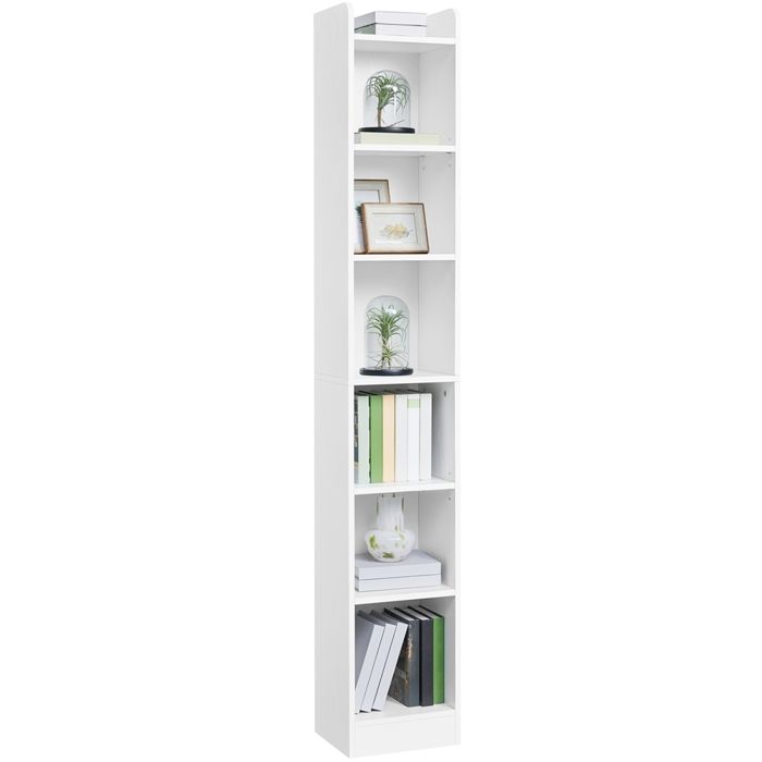Yaheetech Bibliothèque Étroite à 7 Niveaux Étagère Haute Moderne avec Compartiment Bureau Salon Coin Étude Blanc Yaheetech Bibliothèque Étroite à 7 Niveaux Étagère Haute Moderne avec Compartiment Bureau Salon Coin Étude Blanc