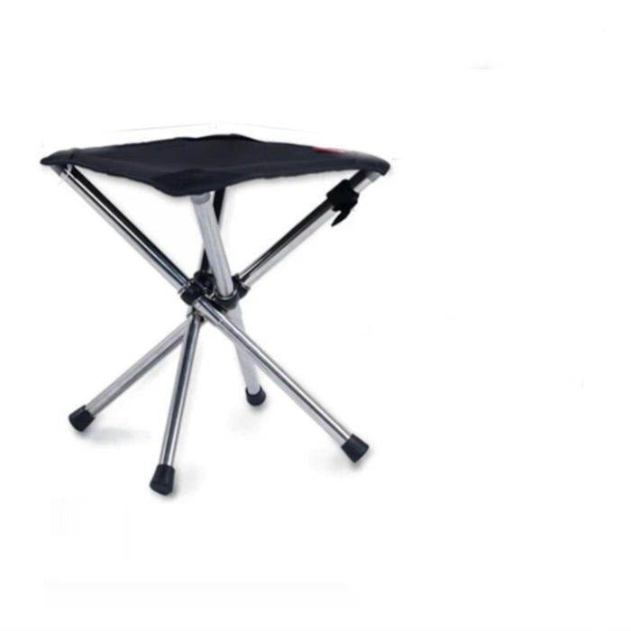 Tabouret Pliant Portable à 4 Pieds – Cadre en Acier Inoxydable Siège en Tissu pour Pêche et Camping