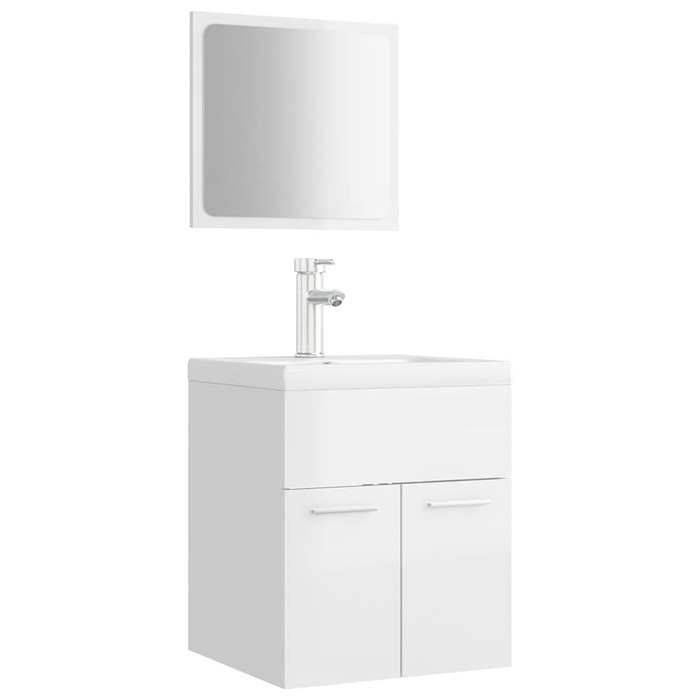 Ensemble de meubles de salle de bain - Cadre robust - ARMOIRE WC/SALLE DE BAIN COMPLETE - Blanc brillant Aggloméré 41x38 5x46cm LH6
